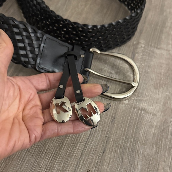 MICHAEL Michael Kors Black Woven Belt with Silver Buckle - Picture 3 of 4